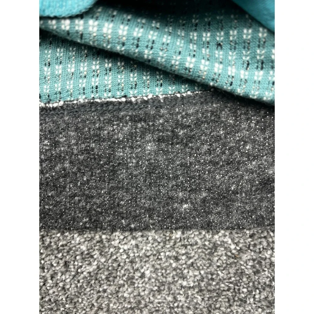 Lucky Brand‎ Sweater Womens XS Knit Boucle Stripe Full Zip Jacket Black & Gray